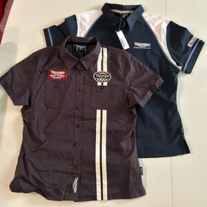 Triumph Motorcycle Black and Navy Short Sleeve Shirts (2)